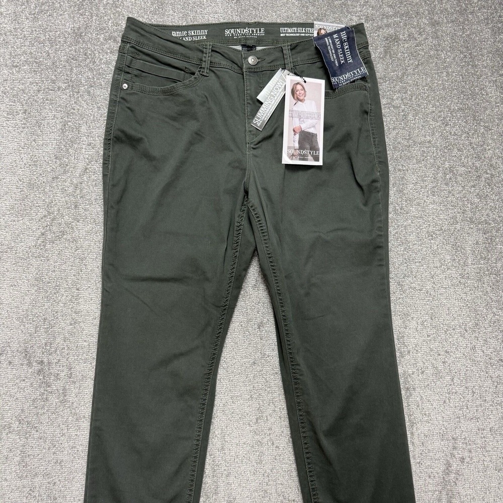 Sound/ Style By Beau Dawson Jamie Slimming Skinny Jeans Green Size 14 NWT - Picture 2 of 11